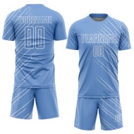 Maillot de football personnalisé à sublimation bleu clair et blanc
