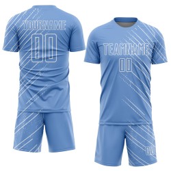 Maillot de football personnalisé à sublimation bleu clair et blanc