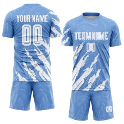 Maillot de football personnalisé bleu clair et blanc par sublimation