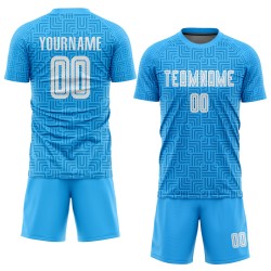 Maillot de football personnalisé bleu clair et blanc à sublimation à domicile