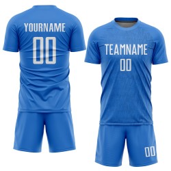 Maillot de football personnalisé bleu clair et blanc par sublimation