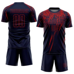Maillot de football personnalisé à sublimation rouge marine